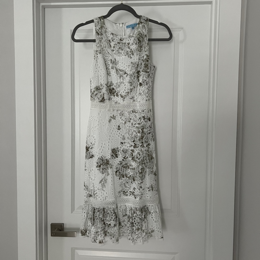 Antonio Melani peplum sleeveless dress in white lace